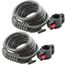 Lumintrail Bike Cable Lock 6 ft Self Coiling 12mm Braided Steel Cable Resettable Combination Cable Lock with Included Mounting Bracket - B07B89LNX4